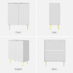 LubanNese Fluted Cabinet with Storage, Wooden Unique Sideboard Buffet Cabinet, 2 Doors Modern Furniture for Kitchen, Entryway, Living Room (Ivory, 2 PCS)