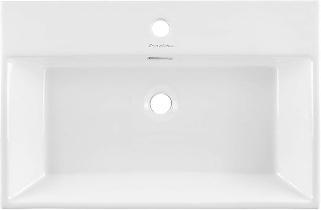 Swiss Madison Well Made Forever SM-CS711, Claire 24" Ceramic Console Sink In Glossy White Basin