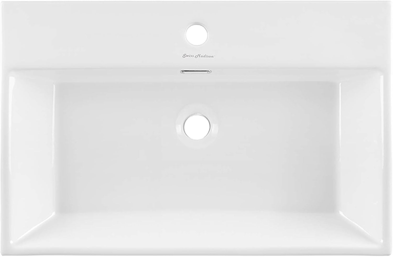 Swiss Madison Well Made Forever SM-CS711, Claire 24" Ceramic Console Sink In Glossy White Basin