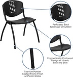 Flash Furniture 5 Pack HERCULES Series 880 lb. Capacity Black Plastic Stack Chair with Oval Cutout Back and Black Frame