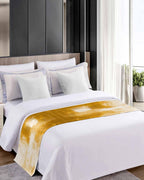 Orange Yellow Bed Runners for Queen Size Beds, Decorative Bed Throws for Foot of Beds, Luxury Bedding Protector Slipcover Abstract Modern Smear Art Geometric Paint Bedrunners & Scarves, 94"x20"