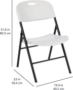 Amazon Basics Sturdy Foldable Portable Plastic Chair, 350-Pound Capacity, Space Saving for Events and Seating, White, 6-Pack
