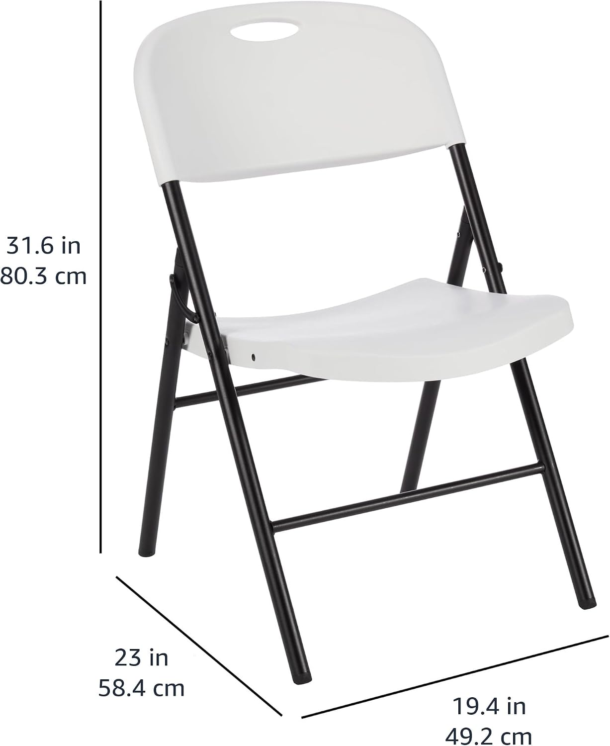 Amazon Basics Sturdy Foldable Portable Plastic Chair, 350-Pound Capacity, Space Saving for Events and Seating, White, 6-Pack