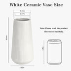 White Ceramic Vase for Flowers, Tall Home Decor Vase with Ribbed Texture, Vases for Centerpieces, Farmhouse Decor, Living Room, Decor Bedroom, Table, and Kitchen Shelf (XL White)
