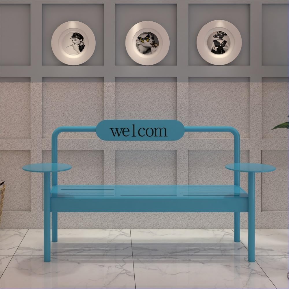 Patio Benches Outdoor Park Gym Rest Benches, Wrought Iron Chairs for Mall Café Seating(Orange)