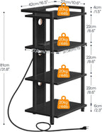HOOBRO Game Console Shelf, 4-Tier Video Gaming Consoles Stand with Outlet & RGB Light, Audio Rack Tower for Turntable, Stereo Equipment, Wooden Entertainment Storage Stand, Black BB38UDCJ01
