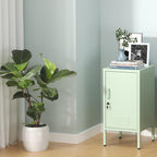 Metal Locker Storage Cabinet with Lock, Modern Bedside Table with 1 Door and Adjustable Shelf, Lockable Nightstand for Bedroom, End Table with Leveling Feet for Office & Living Room