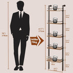 YMYNY 5-Tier Freestanding Wine Racks，Liquor Bottle Display Shelf with Fences, Wall Mounted Floating Shelf Storage Stand for Kitchen, Dining Room, 16.93''L x 7.87''W x 69.68''H Vintage Brown UHWR001H