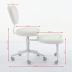 Artificial Rabbit Hair Meditation Chair Plus, Cross Legged Chair with Wheels, Beige, 36.2" L x 27.9" W x 41.3" H