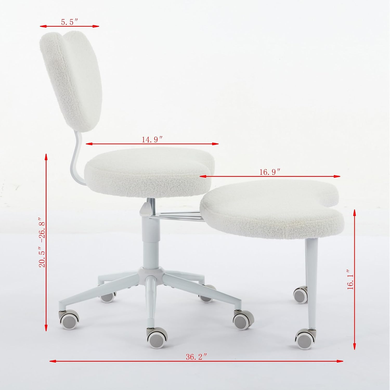Artificial Rabbit Hair Meditation Chair Plus, Cross Legged Chair with Wheels, Beige, 36.2" L x 27.9" W x 41.3" H