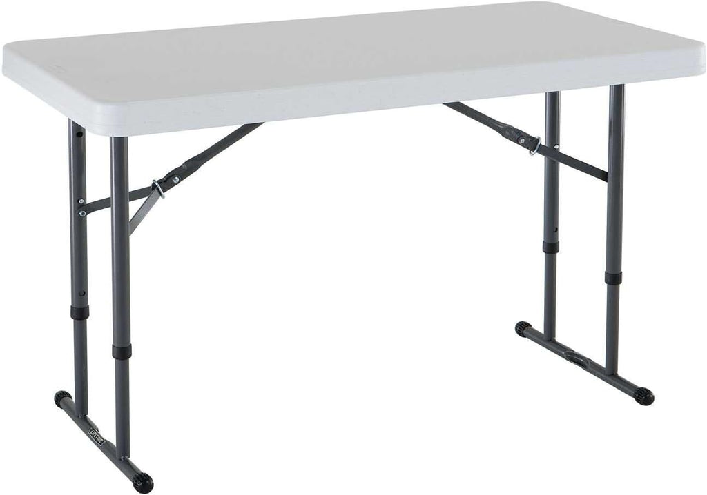 Lifetime 6-Foot Nesting Table and 4-Foot Utility Table Bundle, Commercial Height Adjustable Almond and White Granite