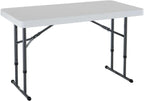 Lifetime 6-Foot Nesting Table and 4-Foot Utility Table Bundle, Commercial Height Adjustable Almond and White Granite