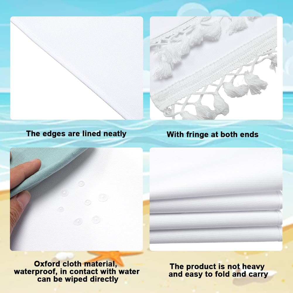GORGECRAFT 1pc Beach Sling Chair Replacement Canvas White Lounge Chair Replacement Fabric with Fringe 47.2x17.3 Inch Chair Fabric Reclining Sling Replacement for Sunbathing Courtyard Patio Outdoor