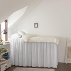 Dorm Bed Skirt, Dorm Bed Skirt Twin XL, 100% Microfiber Dorm Bed Skirts, Twin Extra Long Dorm Bedding, Split Corner, Twin XL 32" Drop (White)