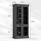 ivaniti 70.8" Tall Farmhouse Kitchen Pantry Cabinet with Glass Doors, Modular Storage Cabinet with 6-Tier Adjustable Shelves, Large Storage Cabinet for Kitchen or Living Room, Set of 3, Black