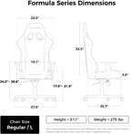 DXRacer Formula L Ergonomic Gaming Chair for Adults, Reclining Video Office Computer Gamer Chair with Lumbar Support and Headrest (Water-Resistant Fabric, Gray White)