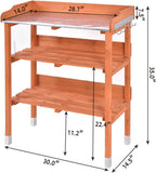 Outdoor Garden Wooden Potting Bench Work Station Table Tool Storage Shelf W/Hook