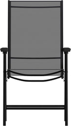 Flash Furniture Paladin Black Outdoor Folding Patio Sling Chair with Black Frame (2 Pack)
