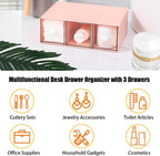 Plastic Clear Tea Box, Tea Bag Organizer with 3 Drawers for Sugar Sachets | Stackable Storage Drawers, Makeup Organizer, Stackable Tea Bag Storage for Coffee, Cosmetic, Jewelry, Bathroom Organization