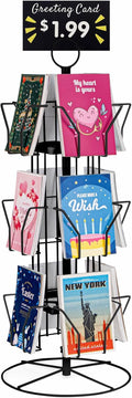 ANBOXIT Greeting Card Display Stand Rotating Rack Holder, for Postcard Sticker Retail, Metal Black, 12 Display Pockets