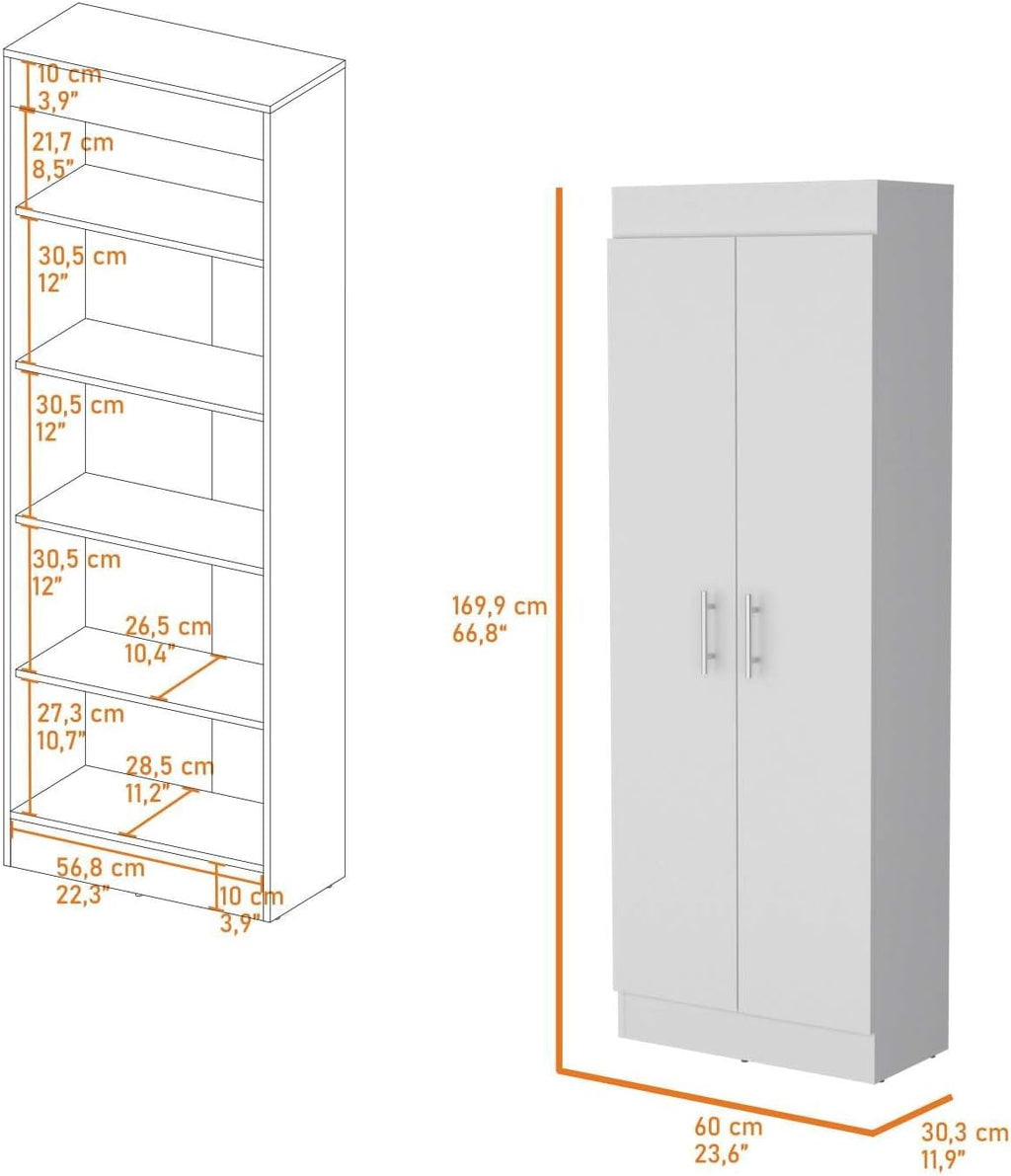 White 5-Shelf Storage Pantry Cabinet
