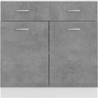 Concrete Grey Engineered Wood Cabinet with Drawers, Spacious Storage for Kitchen, Pantry, Dining Room, Modern Home Furniture