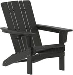 Flash Furniture Halifax Adirondack Chair with Cup Holder, Weather Resistant Poly Resin Adirondack Chair, Black