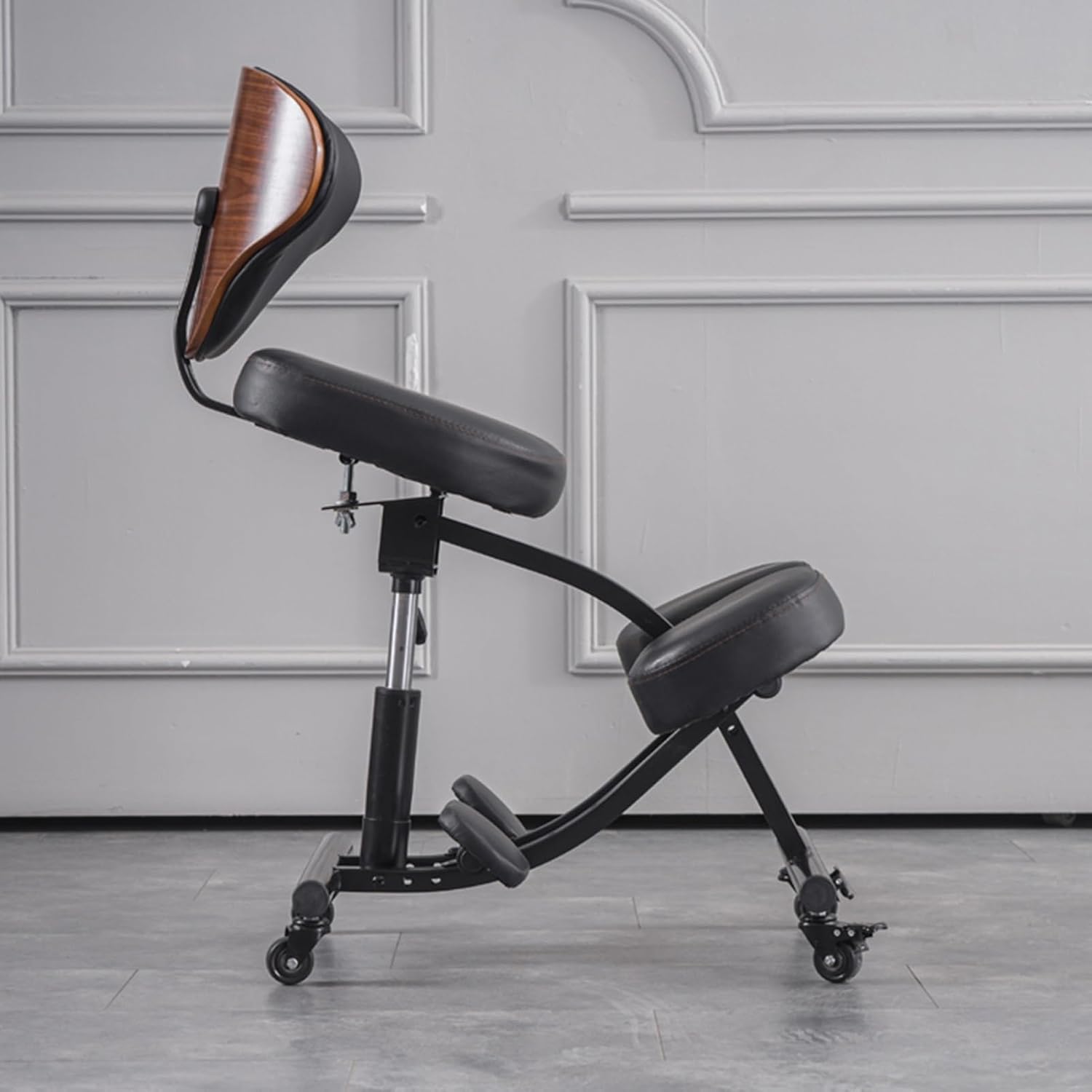Kneeling Chair with Backrest,Rolling Ergonomic Posture Chair,50-60cm Adjustable Positions,Back Support for Office and Home