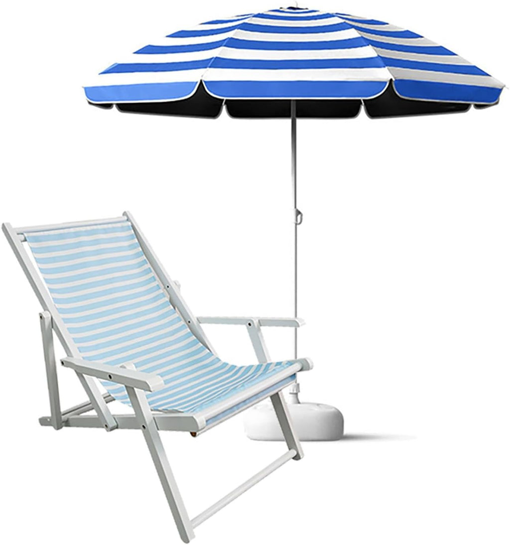 Kids Lounge Chair Outdoor, Kids Lounge Chair, Removable Striped Fabric Cushions, Outdoor Folding Deck Chair with Parasol, Portable & Lightweight for Backyard, Poolside(Blue)