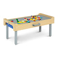 Delta Children Play N Store Building Bricks Play Table with 100+ Play Bricks Included - Large Brick Plate Compatible with LEGO, MegaBlocks & More - Legs Fold for Easy Under Bed Storage, Grey