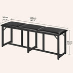 MAHANCRIS Dining Bench, 47.2 Inch Dining Room Bench | Entryway Bench with Metal Frame, PU Leather Padded Seat, for Kitchen, Living Room, Hallway, Living Room, Black TBBK06R01