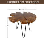 DUHOME Natural Live Edge Side Table - One-of-a-Kind Solid Wood Slab with Unique Shape, Grain & Cracks, Black Hairpin Legs, Rustic Boho Side Table for Living Room, Bedroom, Sofa