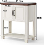 SAVOR LIFE Farmhouse Coffee Bar Table with 2-Door Cabinet, Kitchen Storage Cabinets with Open Shelf, Coffee Station for Dining Room, Kitchen, Hallway, Living Room, White