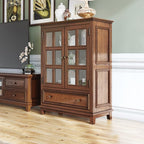 Entryway Cabinet Countryside Solid Wood Dining Sideboard Wine Cabinet Living Room Restaurant Glass Ash Wood Retro Simple Sideboard Storage Cabinet