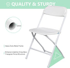 OLLODOT 50 Pack White Folding Chairs with 350-LBS Capacity, Lightweight Portable Indoor Outdoor Chairs, Stackable Commercial Seat with Steel Frame for Office, Party, Events, Wedding, Kitchen &Dinning