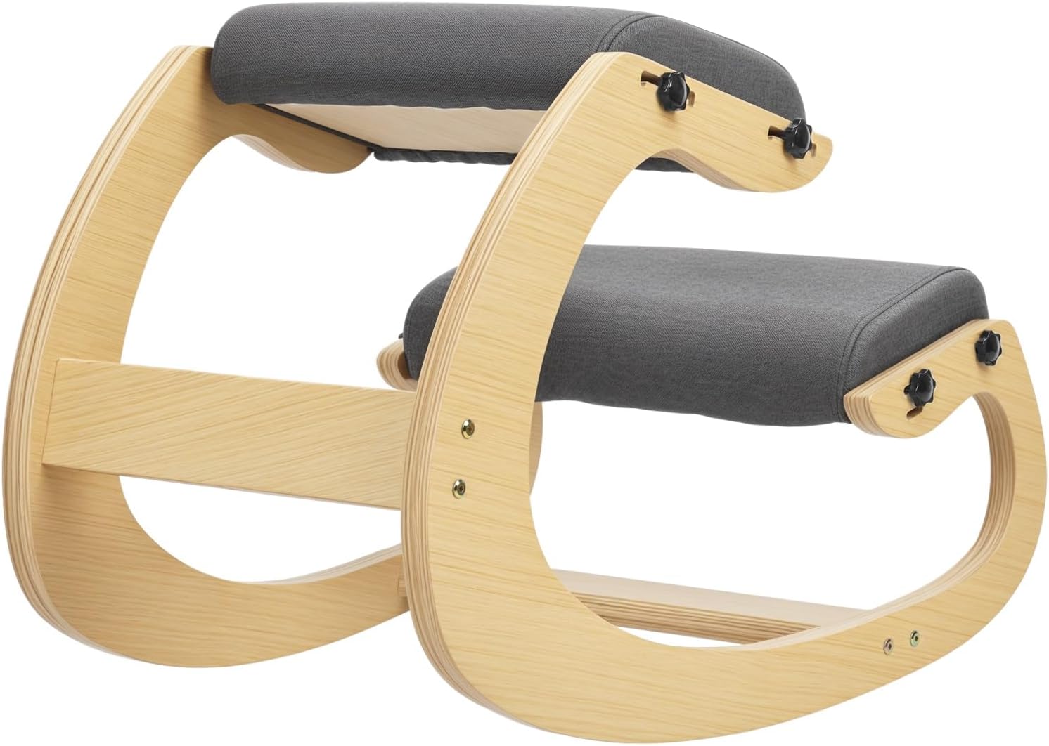 Kneeling Chair Ergonomic Posture Chair, Wood Adjustable Rocking Knee with Soft Padding, Natural Relief for Neck or Back Pain for Home Office, Max Load 258 lb