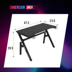 BestOffice | 47" Gaming Desk | Red | Carbon Fiber Textured Computer Desk | Sturdy Steel Frame, Cup Holder, Headphone Hook, Cable Management Holes, Adjustable Leg Pads | for Gamers, Home, Office