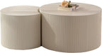 Nesting Coffee Table Set of 2, Round & Crescent Moon Wood Coffee Table and End Table Sets, Modern Luxury Accent Center Tea Table for Living Room Bedroom, （Beige + Cream, 18.9" & 14.96"
