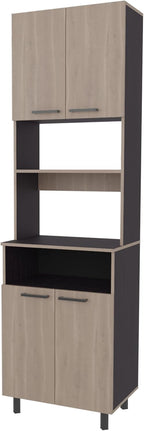 23.6" D*16.1" W*80.3" H Freestanding Kitchen Pantry with 3 Shelves, 2 Double Doors, Rectangular Storage Cabinet, Farmhouse, for Living Room, Dining Room, Brown