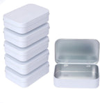 Small Metal Box With Lid-Cookie Tins Metal Tins With Lids Lens Wipes Storage Container Mini Portable Box,Empty Hinged Tin,For Organize Mint Candy Jar,Sewing (White, 6 Pcs 3.7" x 2.4" x 0.9")
