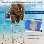 Swimming Pool Stainless Steel Lifeguard Chairs, Pool Deck Lifeguard Chairs with Hole & Hook,Loads 661lbs(304,1.8m)