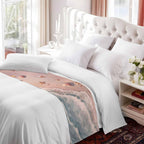 Summer Beaches Bed Runner for King Size Bed, 102"x20" Nautical Ocean Pink Wave Sea Nut Starfish Pearl Luxury Bed Runners & Scarves Decorative Bedding Scarf Protector Slipcover for Home Hotel