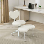Saiveina Meditation Chair Plus, Cross Legged Chair with Wheels, ADHD Chair, Criss Cross Desk Chair with Lumbar Support and Adjustable Stool, Flexible Design for Fidgety Sitters, Ivory