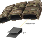 Triple Molle Mag Pouch 5.56 Tactical Open Top Magazine Holder Carrier with Quick Release Magazine Pouch Insert