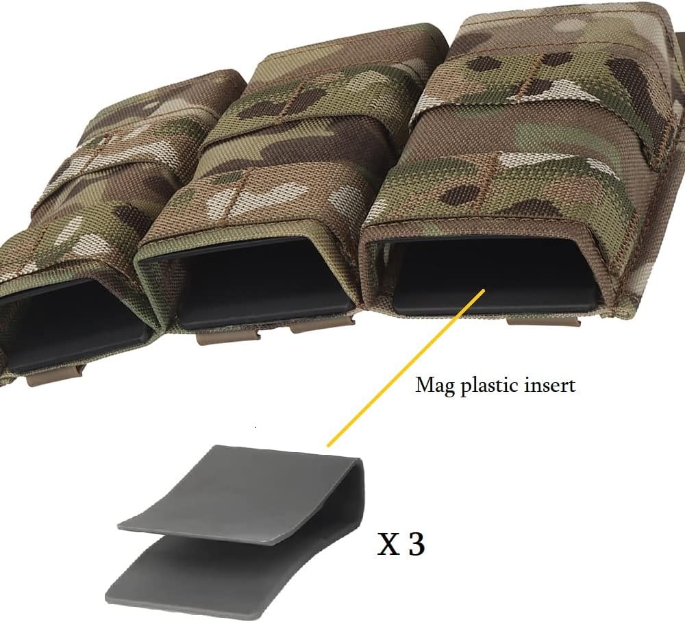 Triple Molle Mag Pouch 5.56 Tactical Open Top Magazine Holder Carrier with Quick Release Magazine Pouch Insert