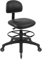 TAKE UR SEAT® Economical Multi-Purpose Medical Spa Drafting Stool with Adjustable seat and Back Height. Advanced Fabric seat Cover is Easy to Clean. Blade Wheels (Med. Bench Height Black)