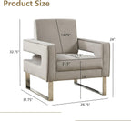 Velvet Accent Chairs Set of 2, Modern Armchair, Grey | Stainless Steel Base, Soft Velvet Upholstery, Thick Padded Seat, 350 LBS Weight Capacity, For Living Room and Home Office