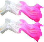 1 Pair Dance Fans for Belly Dance,Bellydance Faux Silk Veil Fan,Handmade FauxSilk Fan Colorful Long Streamers VeilFan,1.2m Artificial Silk Bamboo Foldable Fans,for Dancing Performances
