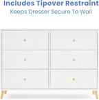Delta Children Essex 6 Drawer Dresser, Bianca White/Natural