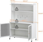 Pantries, Kitchen Pantry Cabinet, Tall Storage Cabinet with Glass Doors & Adjustable Shelves, Cabinet Cupboard for Kitchen, Living Room, Dinning Room